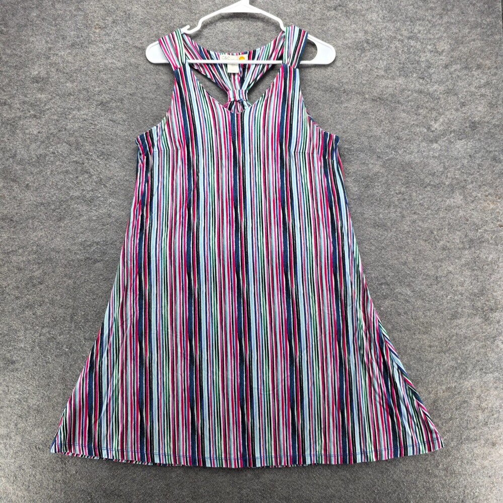 C&C California Dress Womens Large Sleeveless A Line Mulitcolor Striped